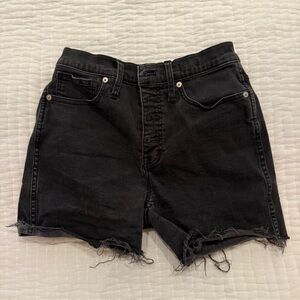 Black Distressed Madewell Denim Shorts